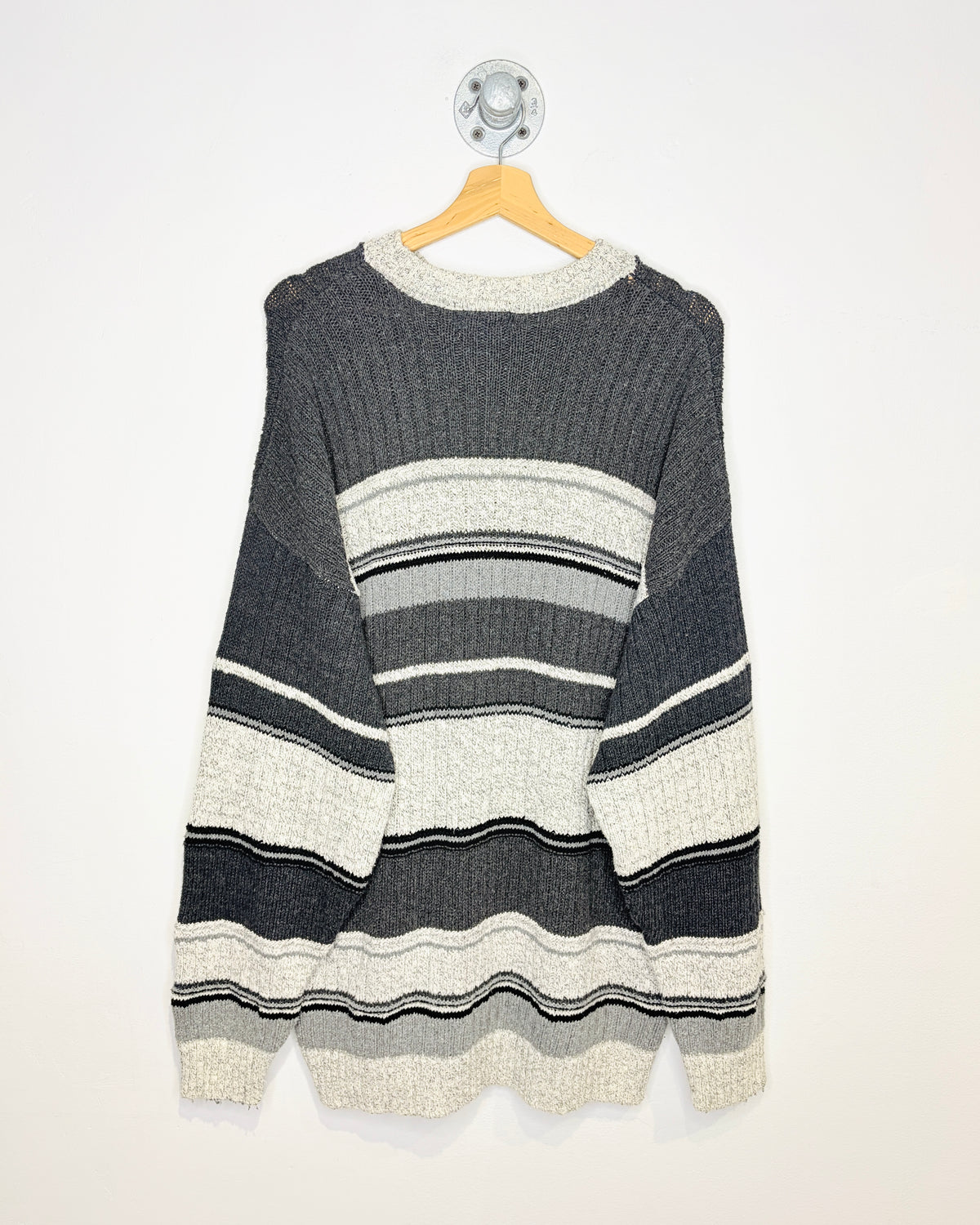 Vintage 90s Towncraft Striped Grey Sweater