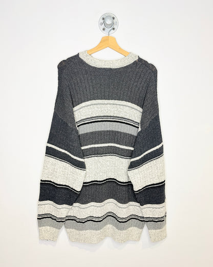 Vintage 90s Towncraft Striped Grey Sweater