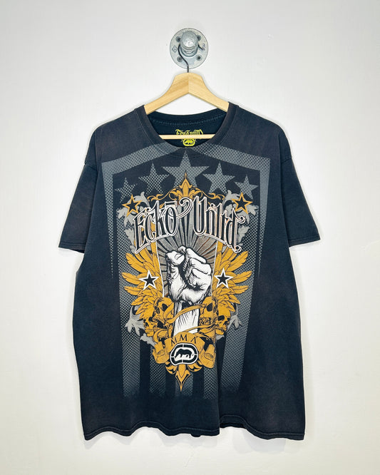 Y2K 2000s Ecko Unltd Faded Black Tee Shirt