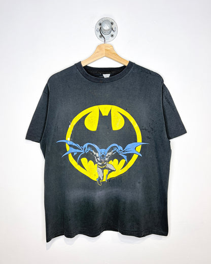 Vintage 1988 Batman DC Comics Faded & Distressed Black Tee Shirt