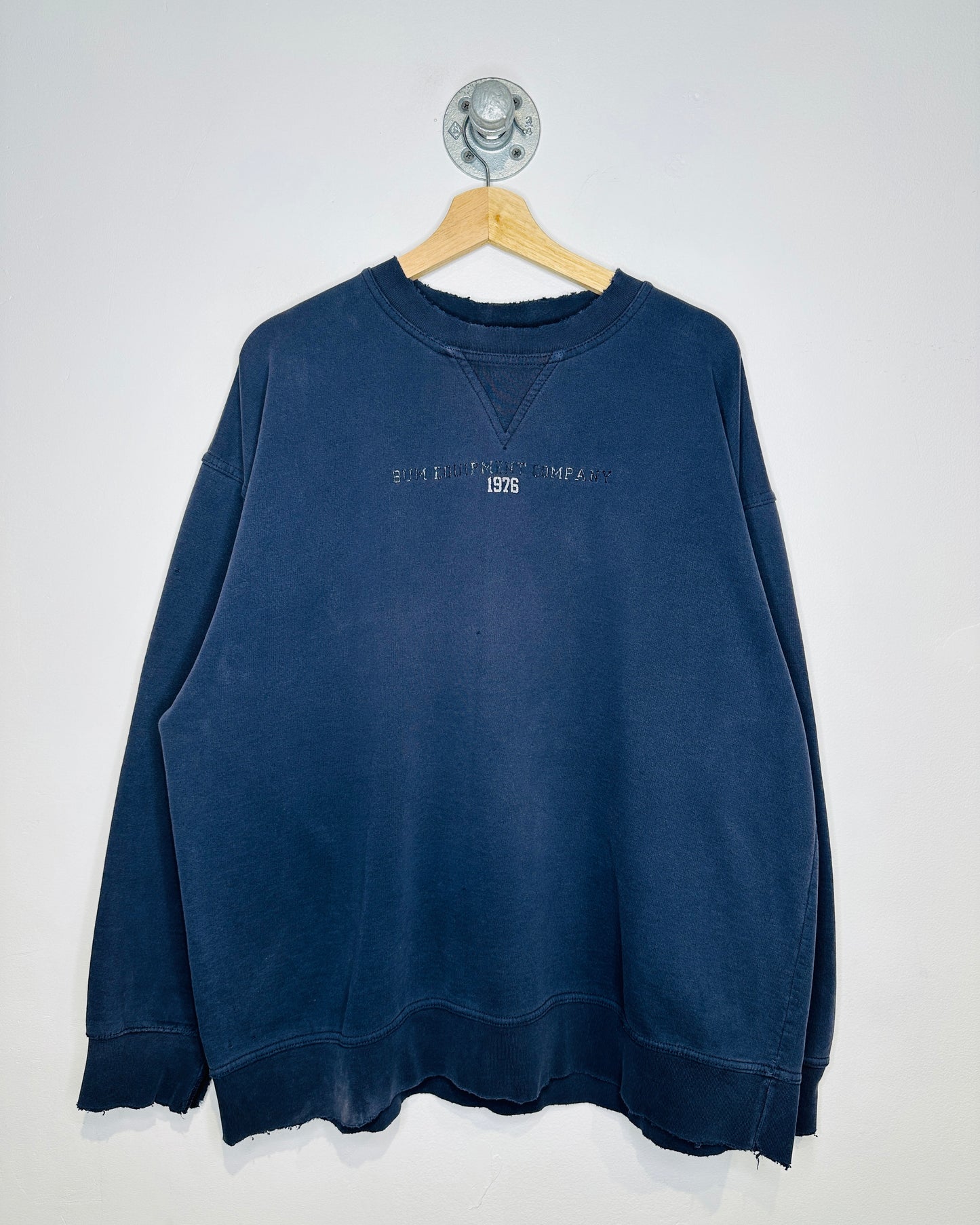 Vintage 1990s BUM Equipment Navy Distressed Sweatshirt Crewneck