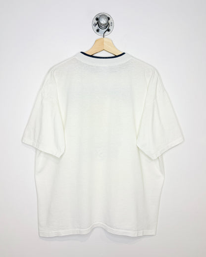 Vintage 1993 Busch Beer Double Collared White Tee Shirt