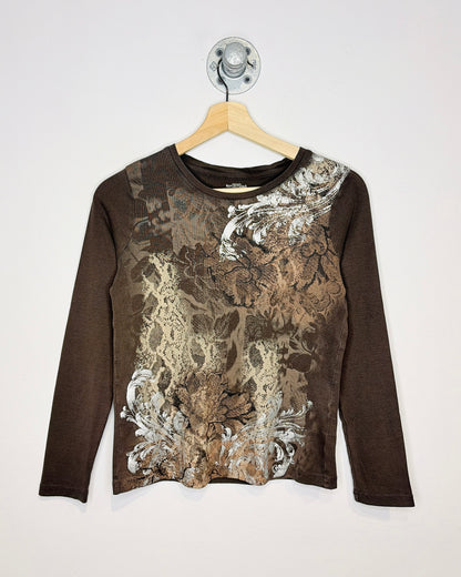 2000s Women’s Northern Reflections Y2K Print Brown Longsleeve Shirt