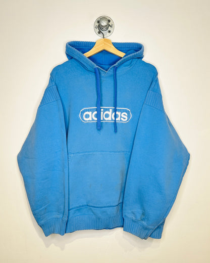 Vintage 2000s Adidas Blue Ribbed Kangaroo Pocket Hoodie