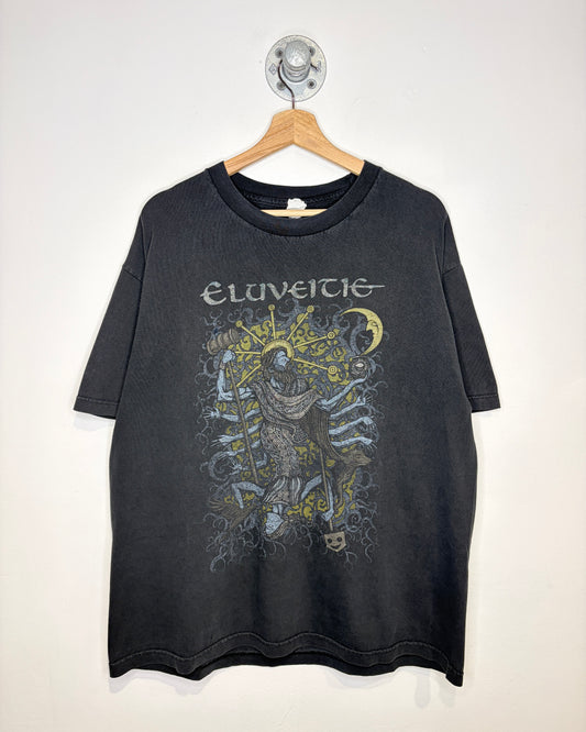 2000s Eluveitie Faded Black Band Tee Shirt