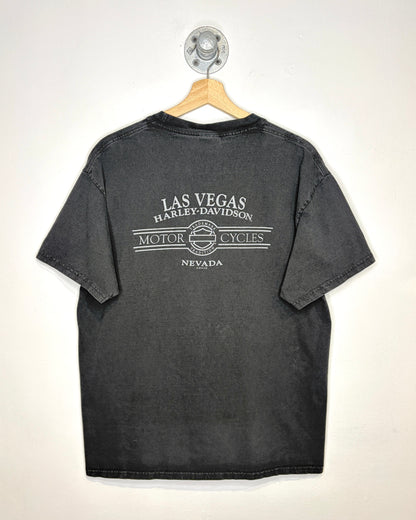 Harley Davidson Las Vegas Faded Black Pocket Tee Shirt