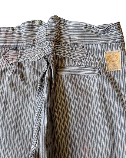 Vintage 90s Wah Makers USA Button Fly Pinstriped Buckle Back Pants
