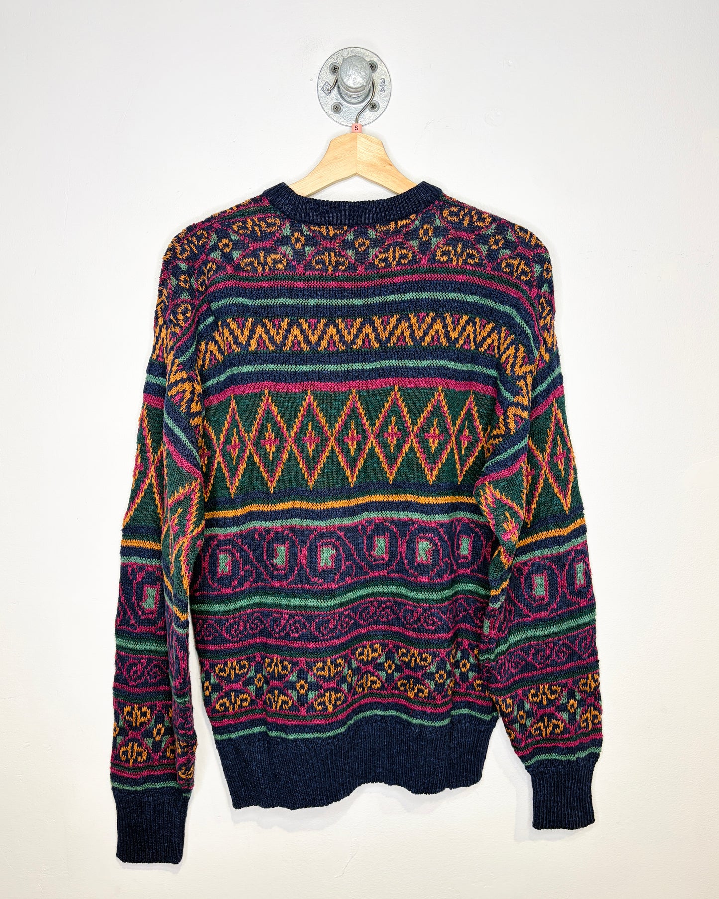 Vintage 1990s Christopher Hayes Aztec Abstract Print Linen And Cotton Sweater