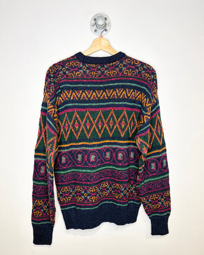 Vintage 1990s Christopher Hayes Aztec Abstract Print Linen And Cotton Sweater