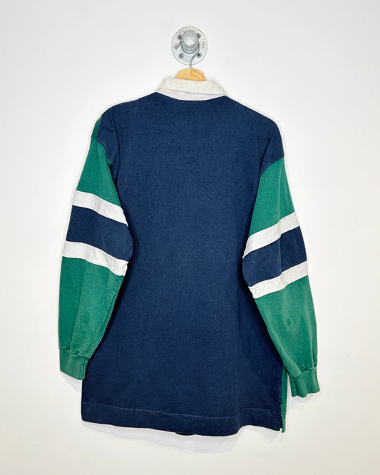 Vintage 90s Blue Zone Color Block Longsleeve Rugby Shirt