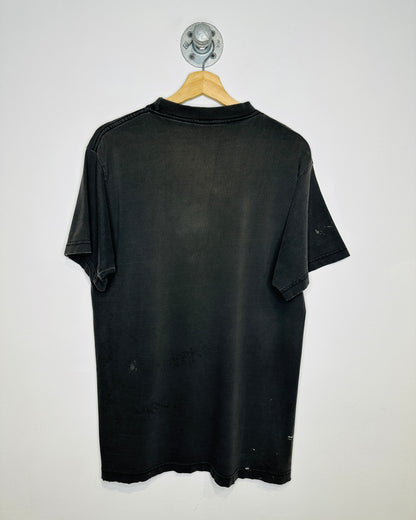 Vintage 1990s Caffeine Distressed Faded Black Tee Shirt