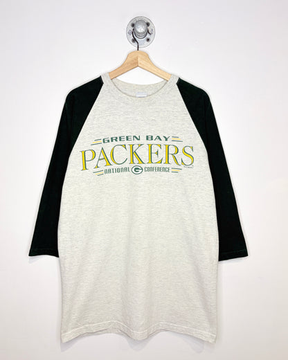 Vintage 1995 Green Bay Packers TwoTone 3/4 Sleeve Shirt