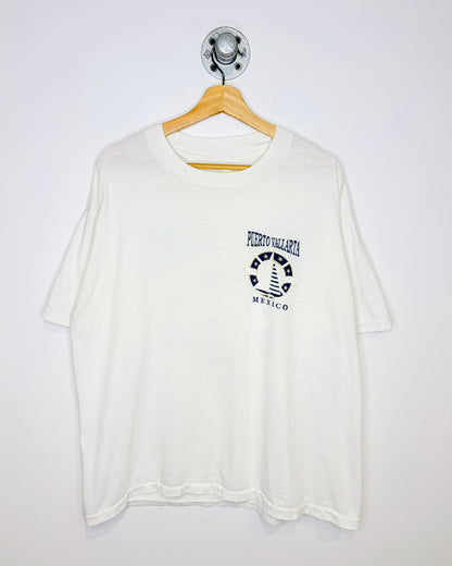 Vintage 1980s Puerto Vallarta White Tourist Tee Shirt