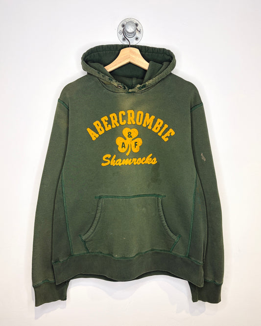 2000s Abercrombie Shamrocks Faded & Distressed Green Hoodie