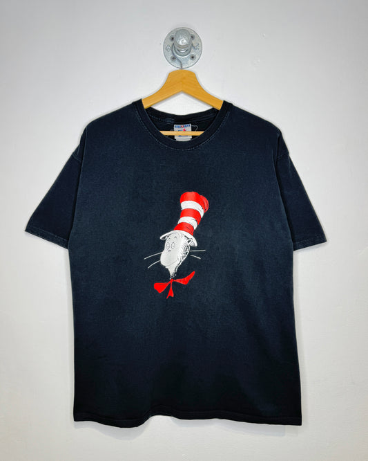2000s The Cat In The Hat Faded Black Tee Shirt