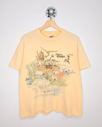 Vintage Late 1990s Alaska Wildlife Graphic Print Tee Shirt