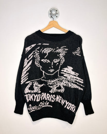 Vintage 90s “Squash” Boxy Black Sweater