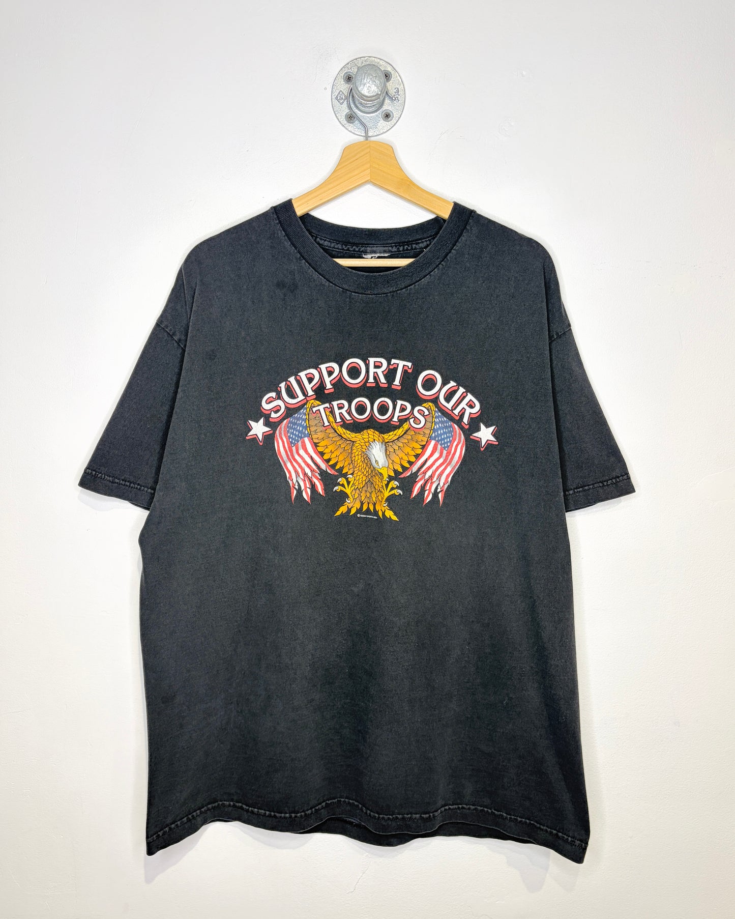 Vintage 2004 Support Our Troops American Eagle Black Tee Shirt