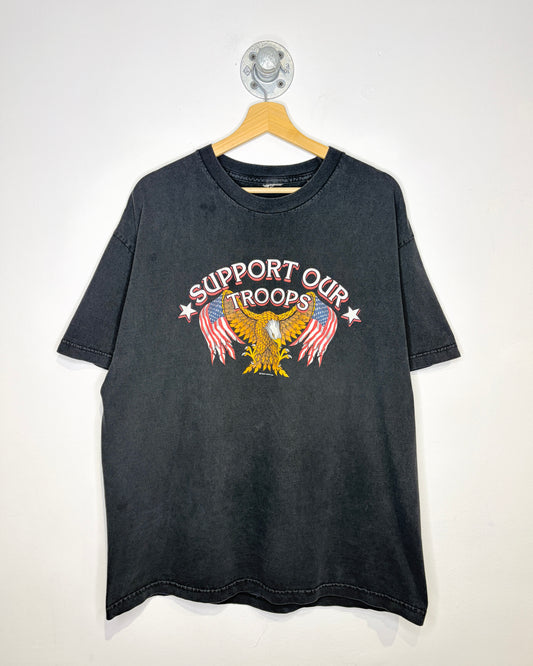 Vintage 2004 Support Our Troops American Eagle Black Tee Shirt