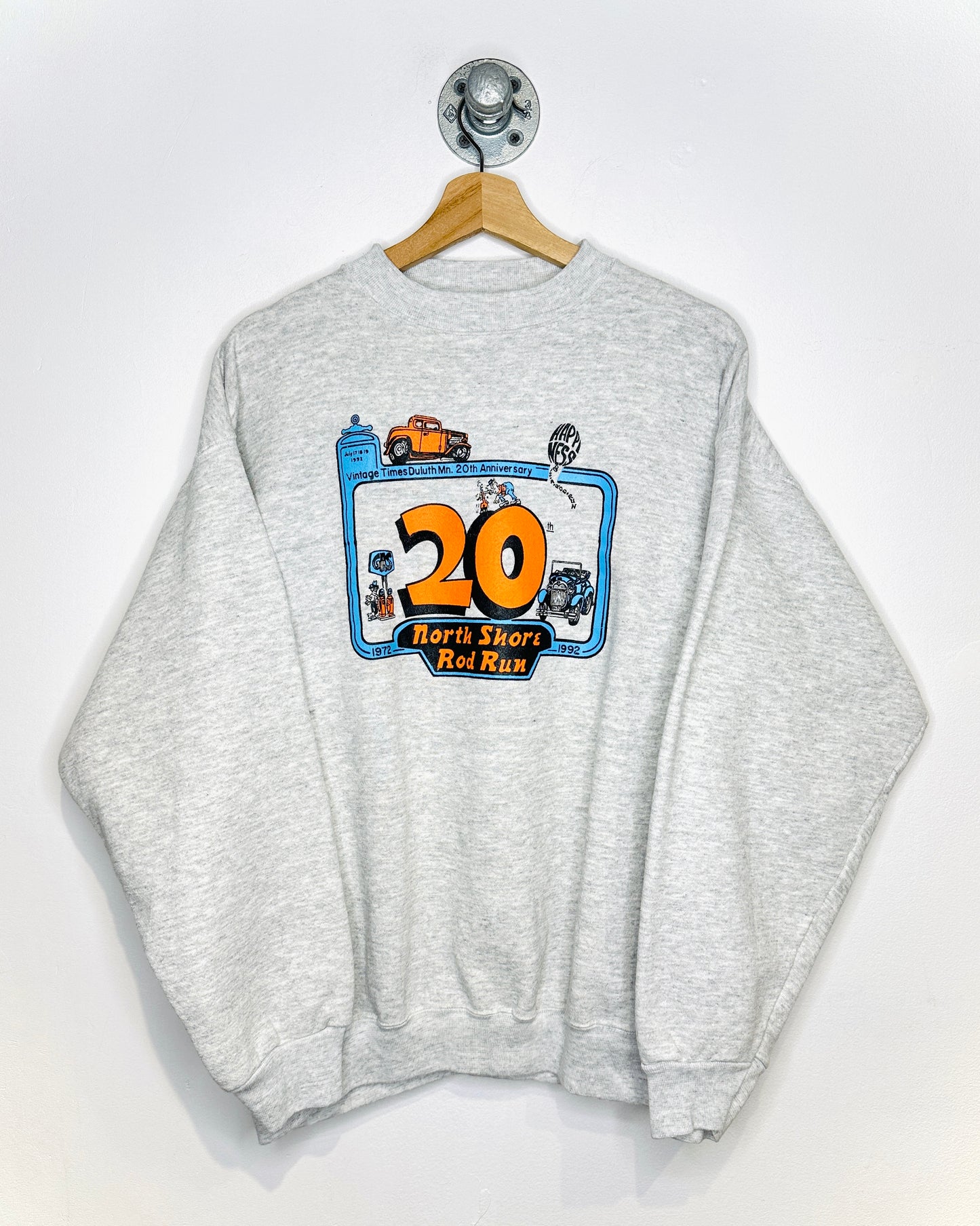 Vintage 1992 North Shore Rod Run Grey Crewneck Sweatshirt