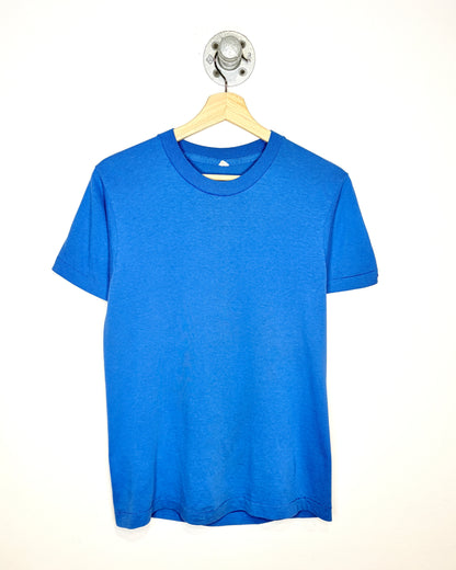 Vintage 70s Blank Paper Thin Blue Tee Shirt