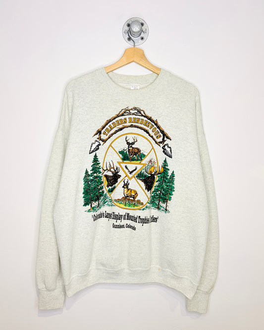 Vintage 90s Traders Rendezvous Colorado Ash Grey Crewneck Sweatshirt