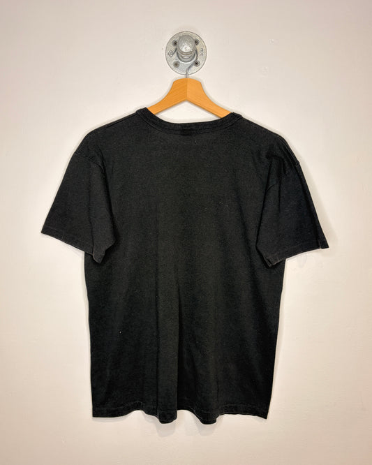 Vintage 80s Piano Graphic Paper Thin Black Tee Shirt