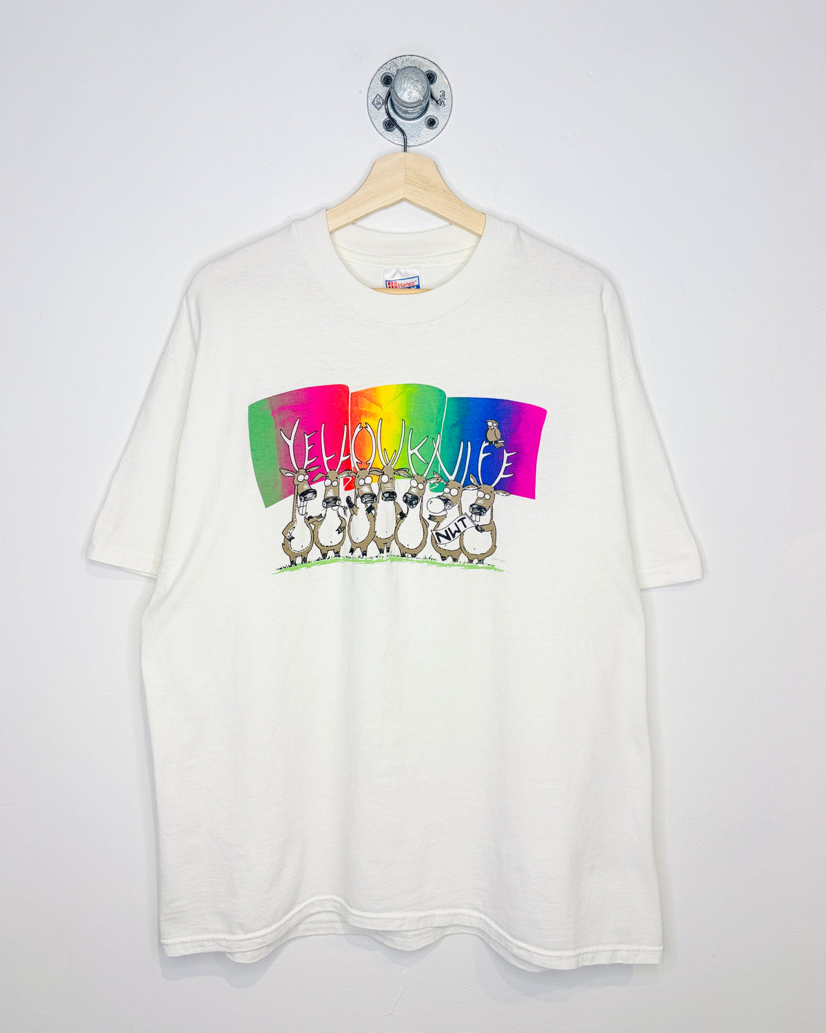 Vintage 1990s Yellowknife NWT Graphic Print White Tee Shirt