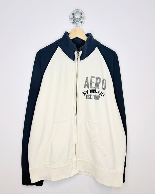 2000s Aero TwoTone White & Navy Full Zip Sweatshirt