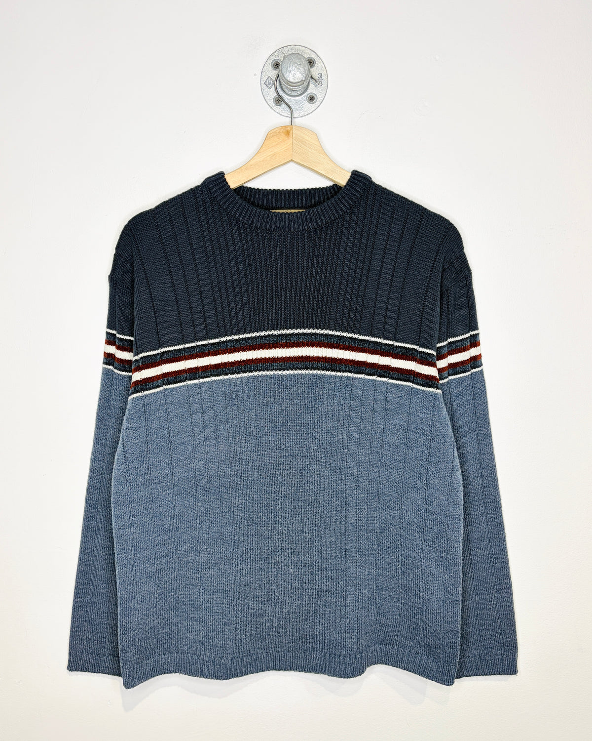 Vintage 00s XG Striped Blue Ribbed Sweater