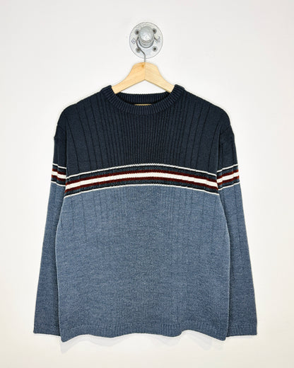 Vintage 00s XG Striped Blue Ribbed Sweater