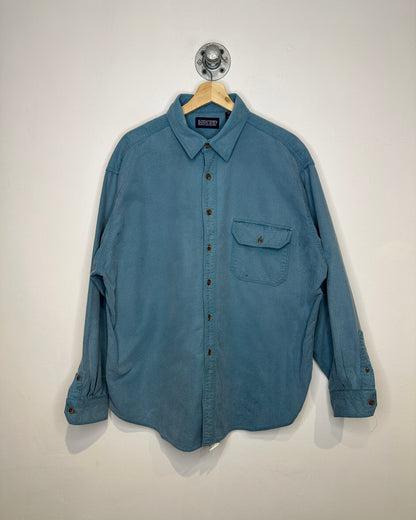 Vintage 1990s Lands’ End One Pocket Washed Blue 100 % Cotton Button Down Shirt