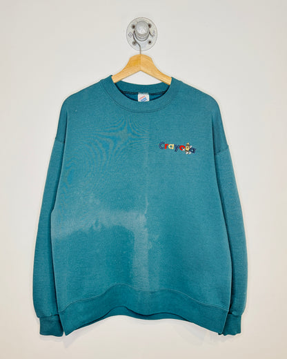 Vintage 90s Crayola Embroidered Dark Teal Crewneck Sweatshirt