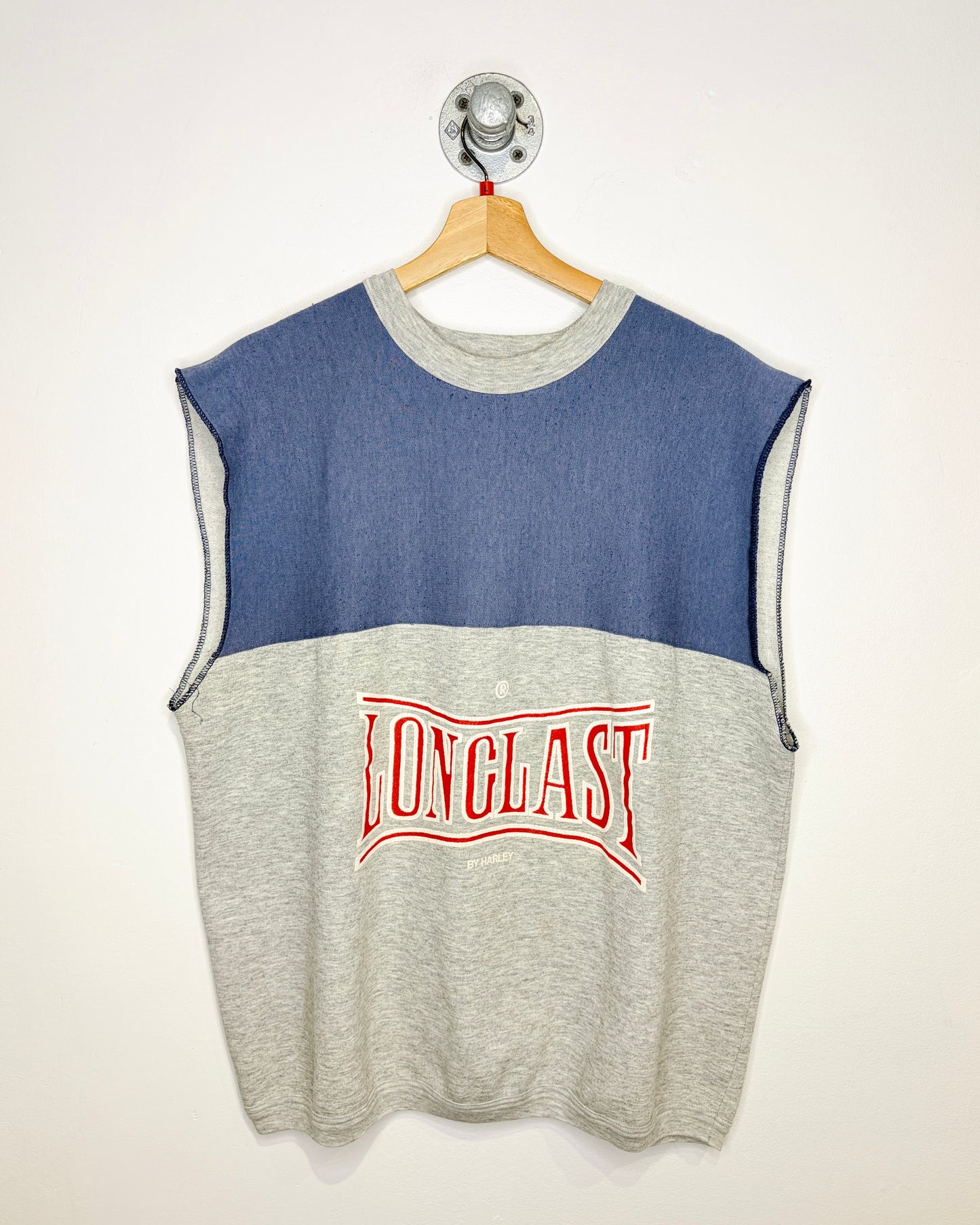 Vintage 1980s Longlast By Harley Sleeveless Lightweight Two Tone Crewneck Sweatshirt