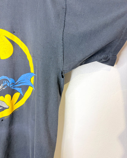 Vintage 1988 Batman DC Comics Faded & Distressed Black Tee Shirt