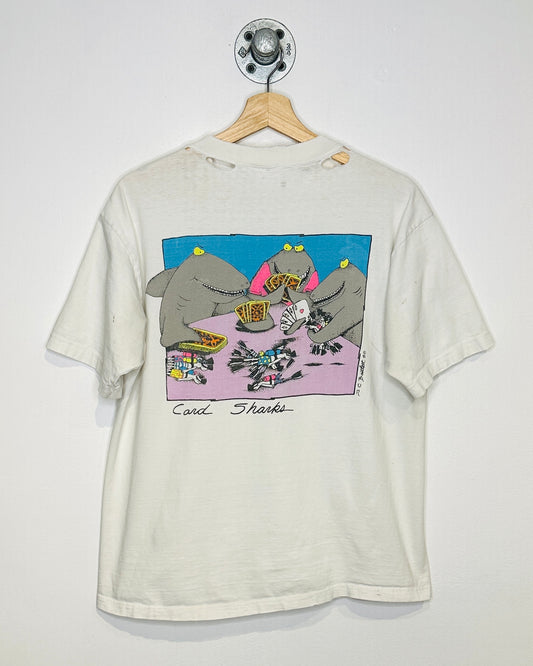 Vintage Hawaii “Card Sharks” Thrashed White Tee Shirt