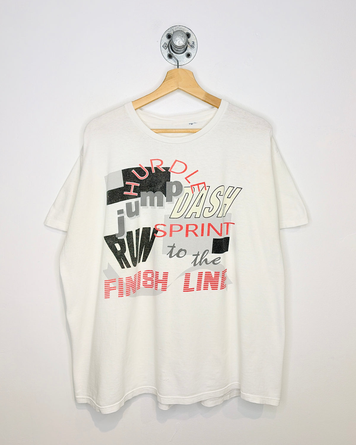 Vintage 2000s Sprint To The Finish Line Track And Field White Tee Shirt