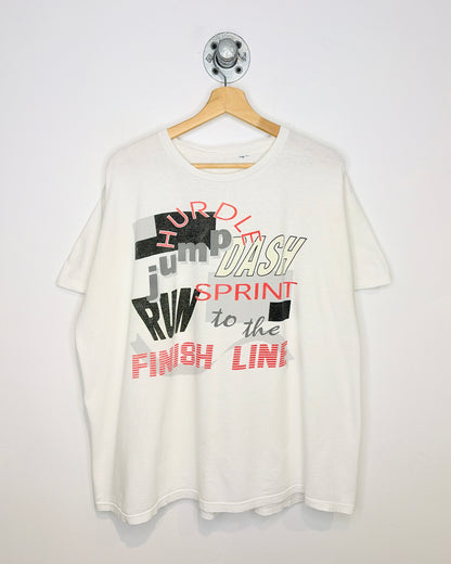 Vintage 2000s Sprint To The Finish Line Track And Field White Tee Shirt