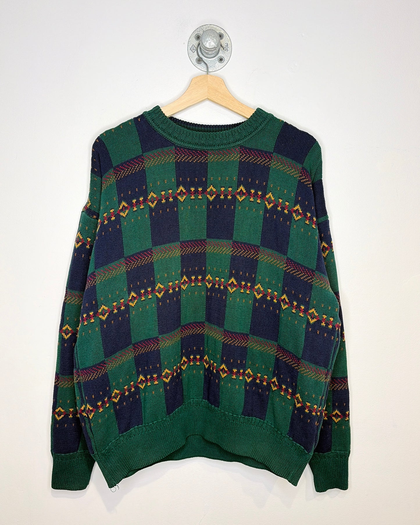 Vintage 90s GANT Green & Navy Heavyweight Sweater