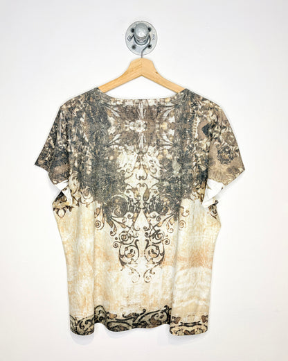 Vintage Y2K Women’s Bedazzled Earth Tone Tee Shirt