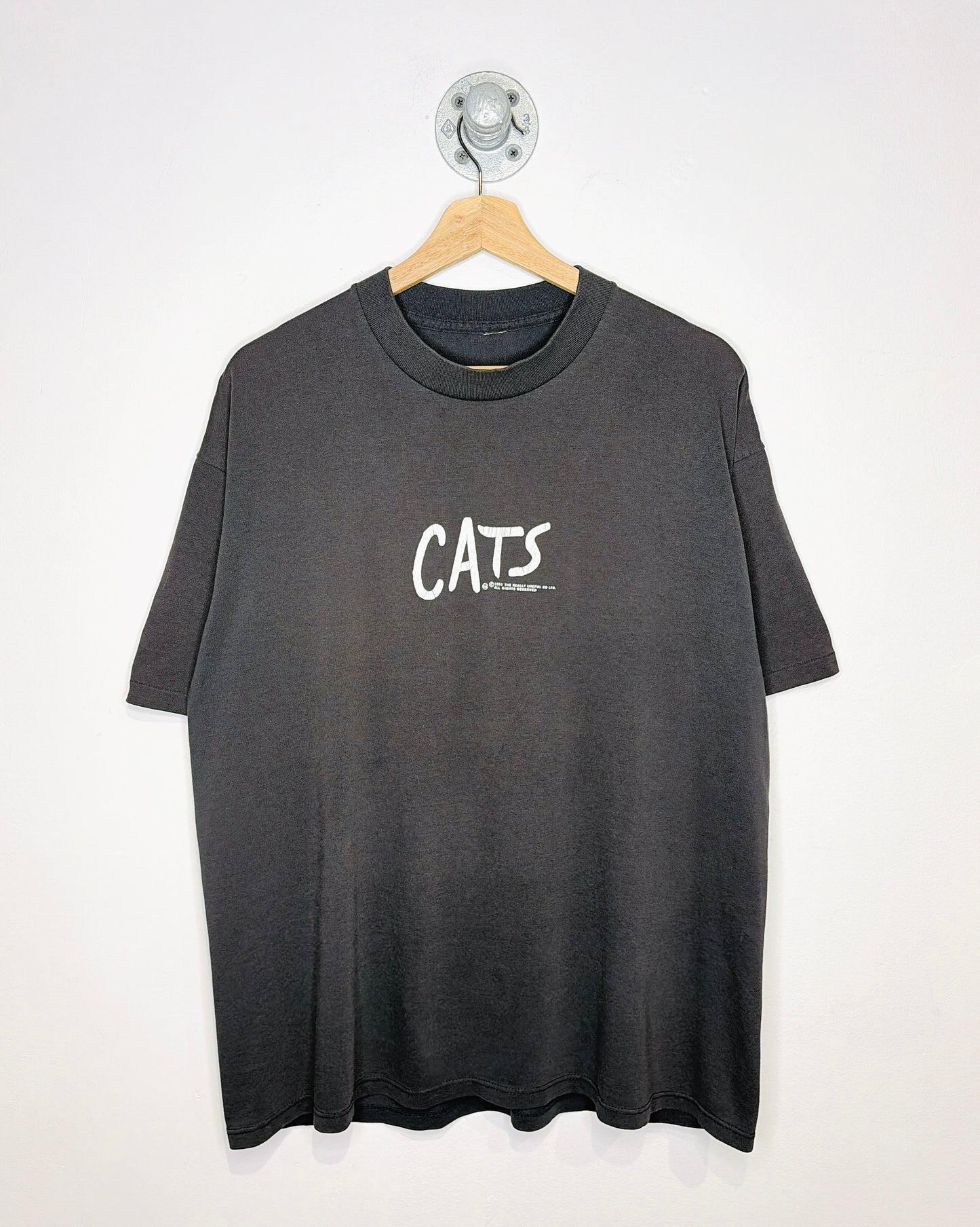 Vintage 90s Cats Musical Promo Thin Black Tee Shirt