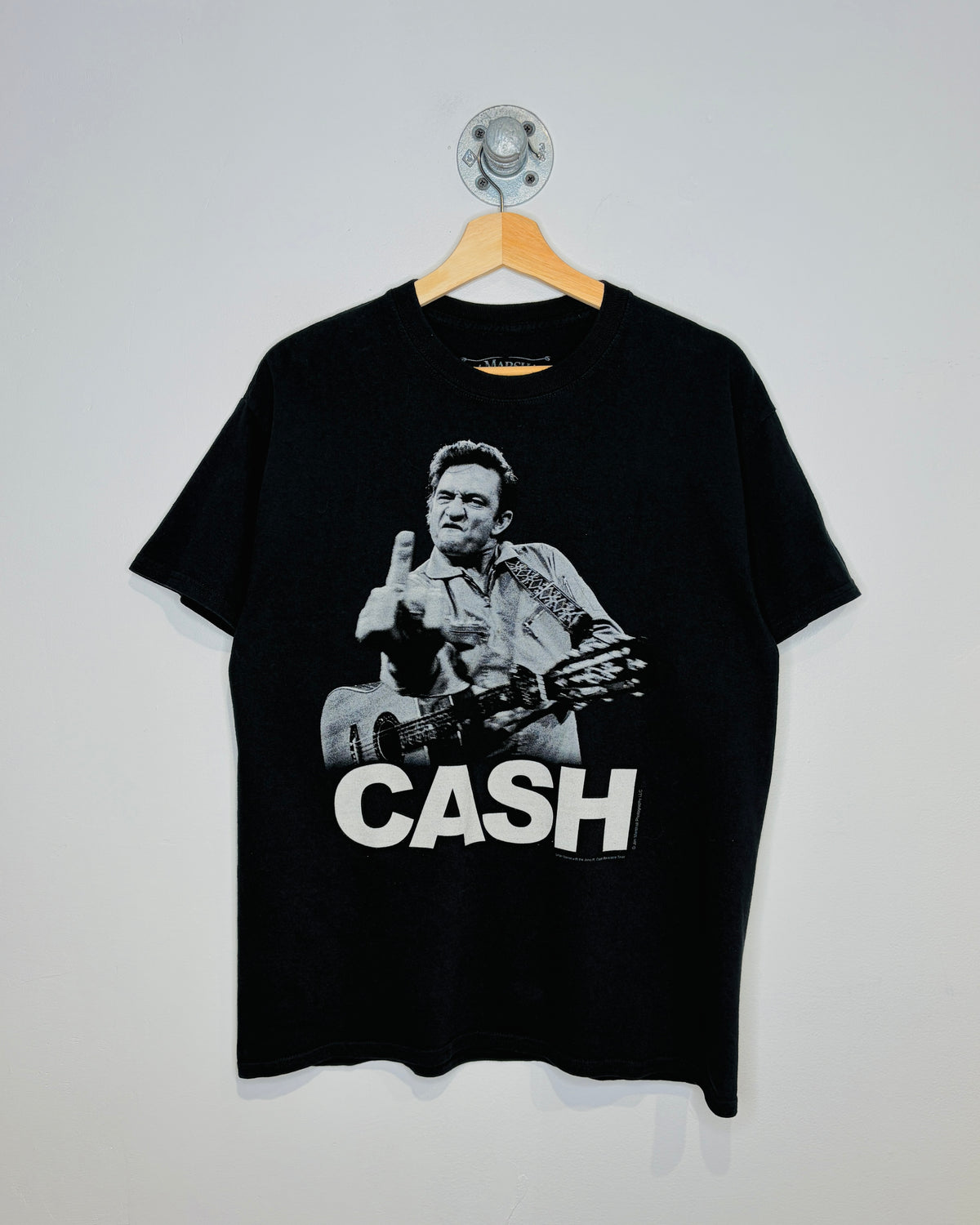Johnny Cash Middle Finger Graphic Black Tee Shirt