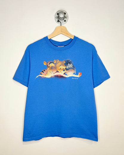 Vintage 90s Disney “Share The Magic” Pooh Tigger Eeyore Faded Blue Tee Shirt