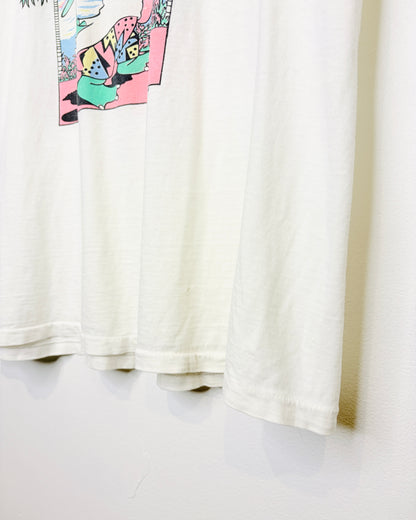 Vintage 1986 Catch Of The Day Paper Thin White Tee Shirt