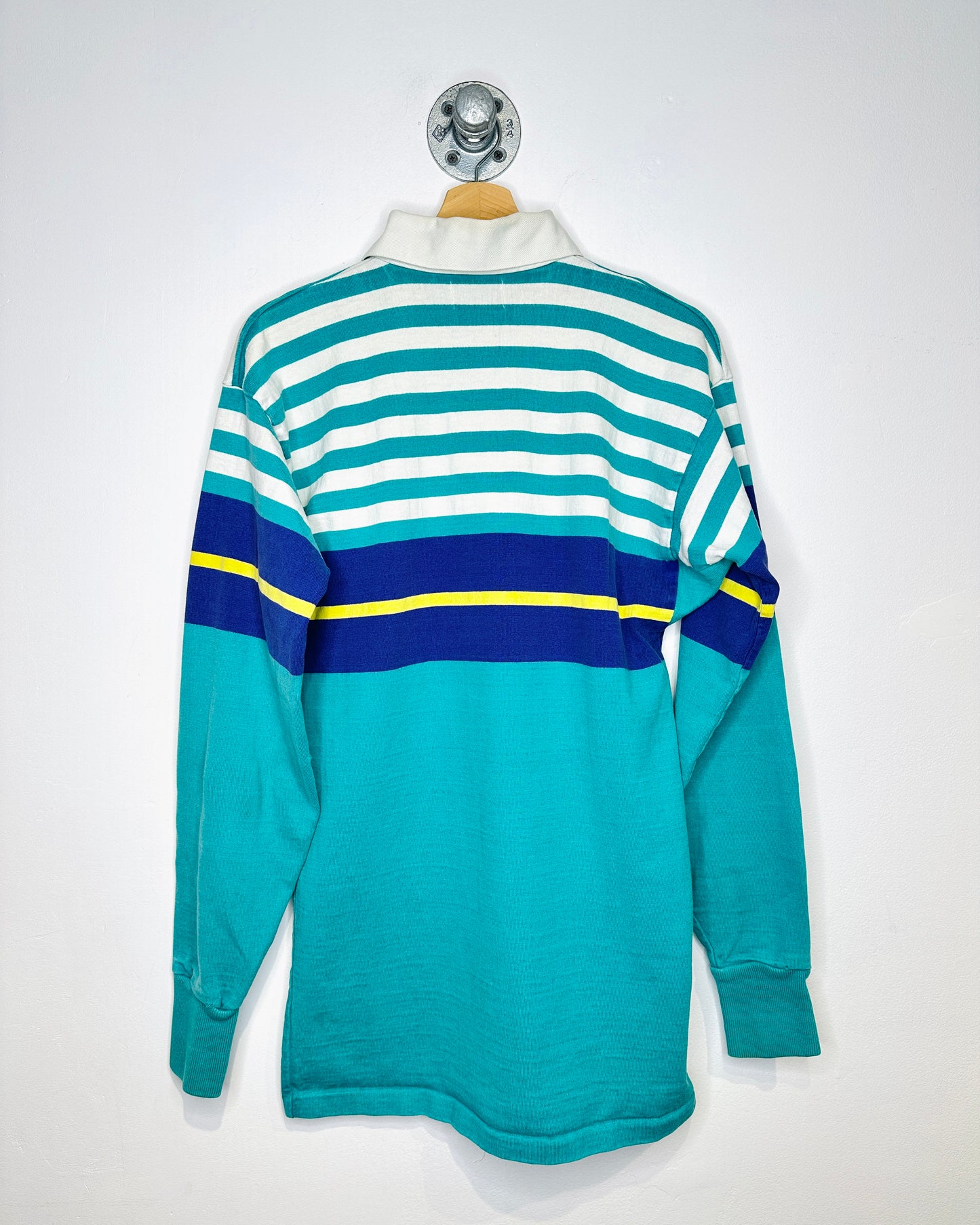 Vintage 1990s L.L Bean Teal And Purple Rugby Shirt
