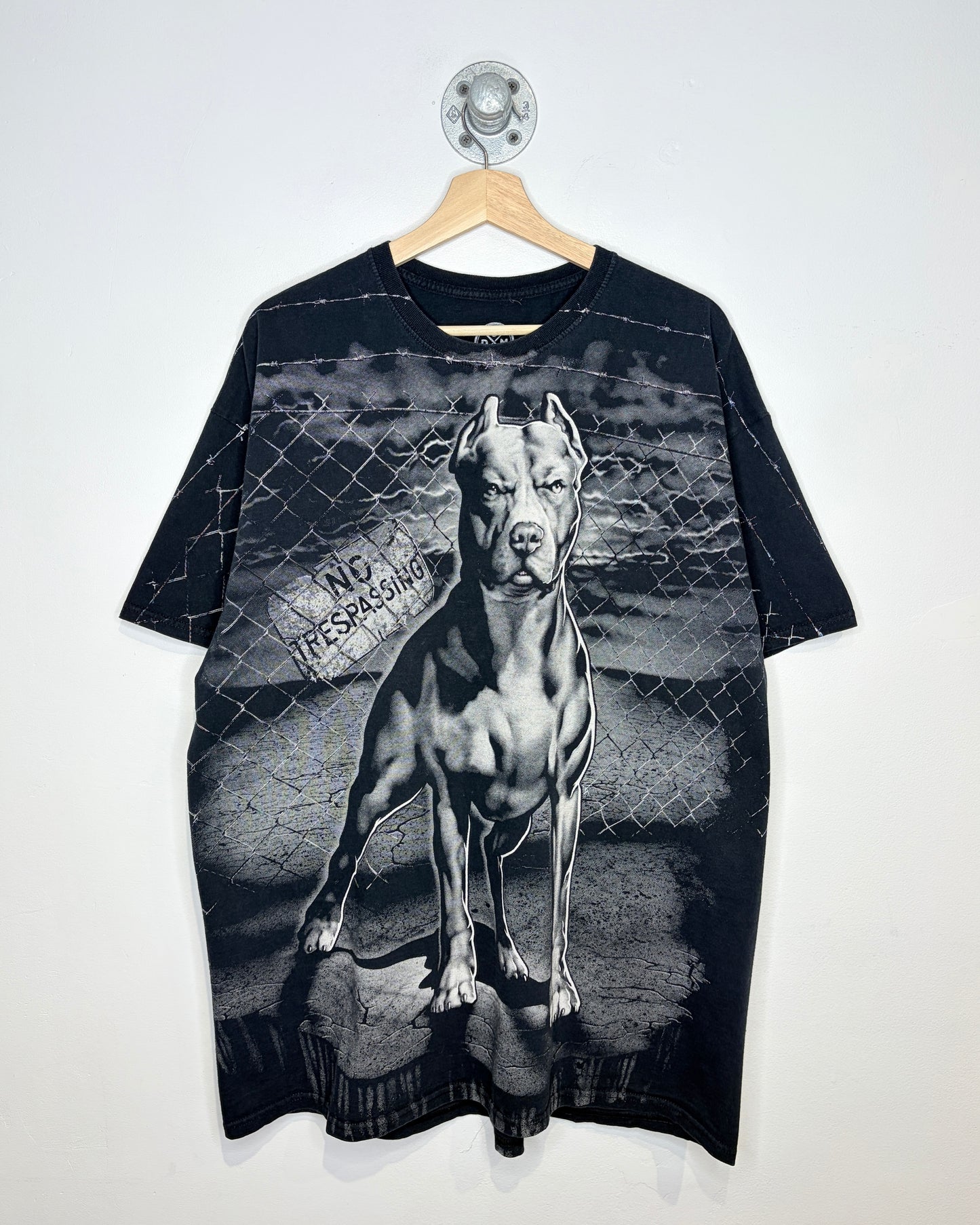 Y2K Pitbull Dog AOP Black Tee Shirt