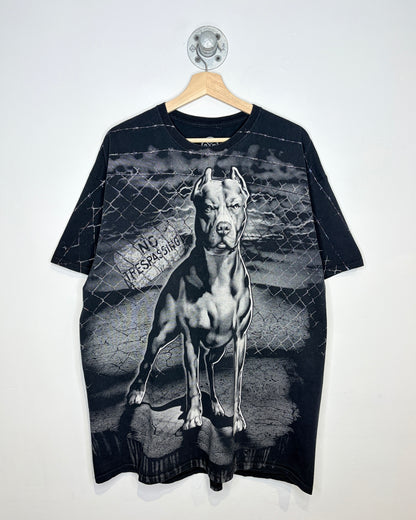 Y2K Pitbull Dog AOP Black Tee Shirt
