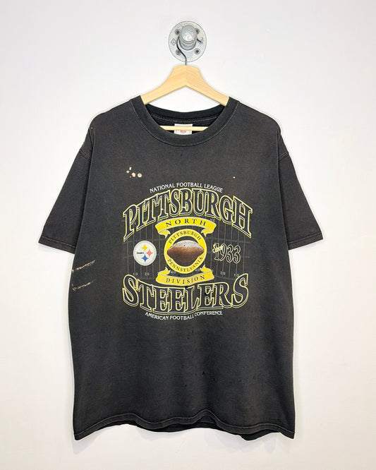 Vintage 90s/00s Pittsburgh Steelers Faded Black Tee Shirt