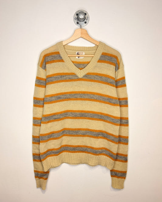 Vintage 70s Silton California Earth Tone V-Neck Sweater