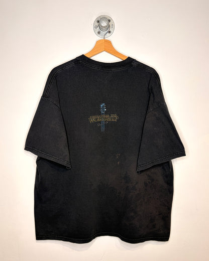 Vintage 90s Created To Worship Faded Black Tee Shirt